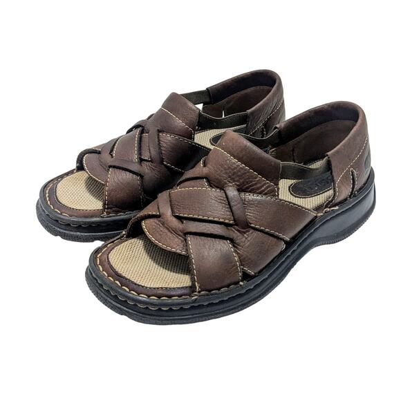 Womens Sz 6 Born W6935 Brown Leather Slip On Sandals Casual Loafer Comfort shoes - Picture 1 of 9